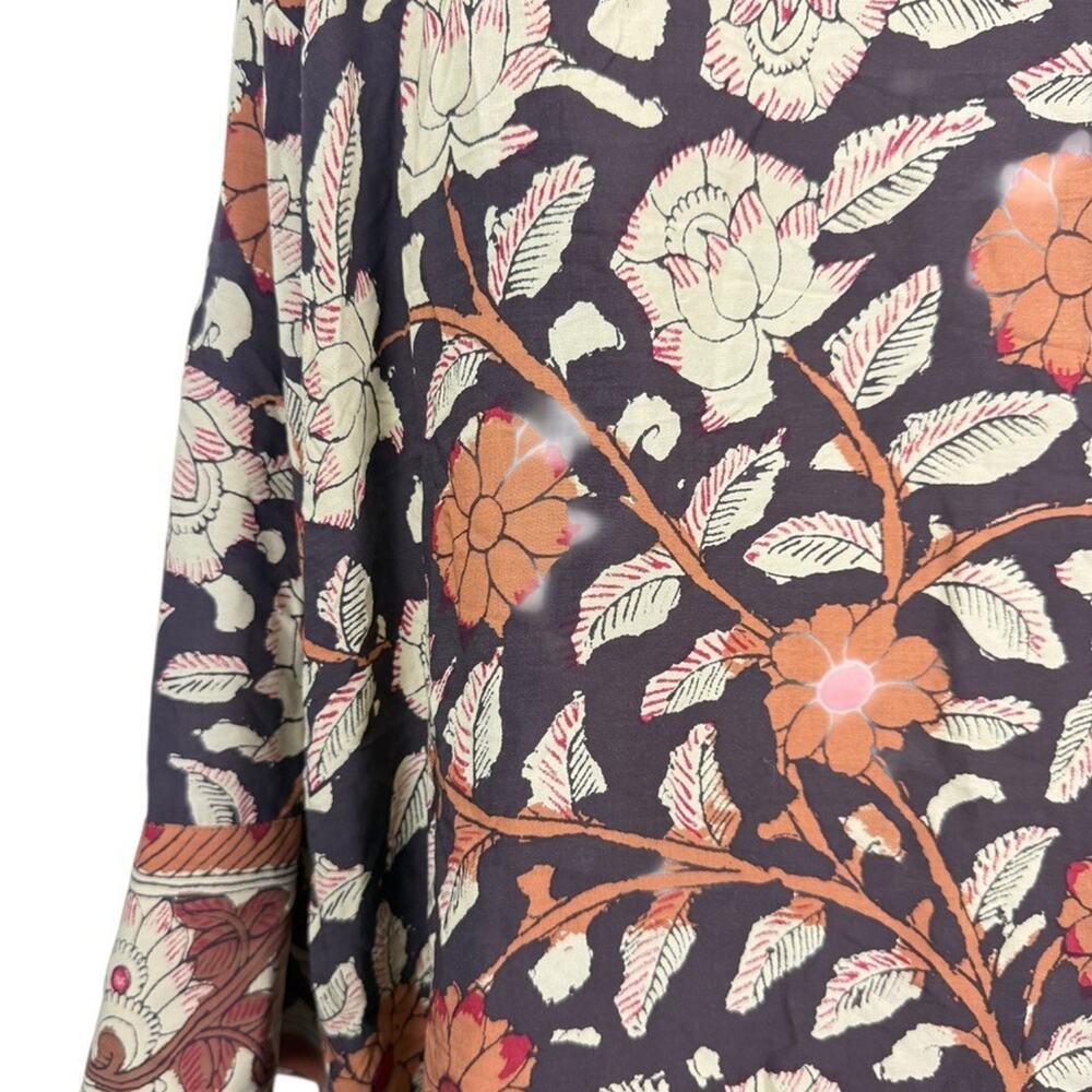 Soft Surroundings Womens Plus Size Floral Brown Kimono Open Jacket Lagenlook 1X - Picture 12 of 16